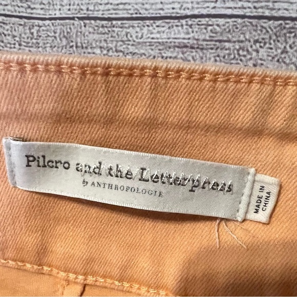 Pilcro & the Leatherpress High-Rise Flare Peach Cropped Pants Women’s 27 Belted - Picture 3 of 4